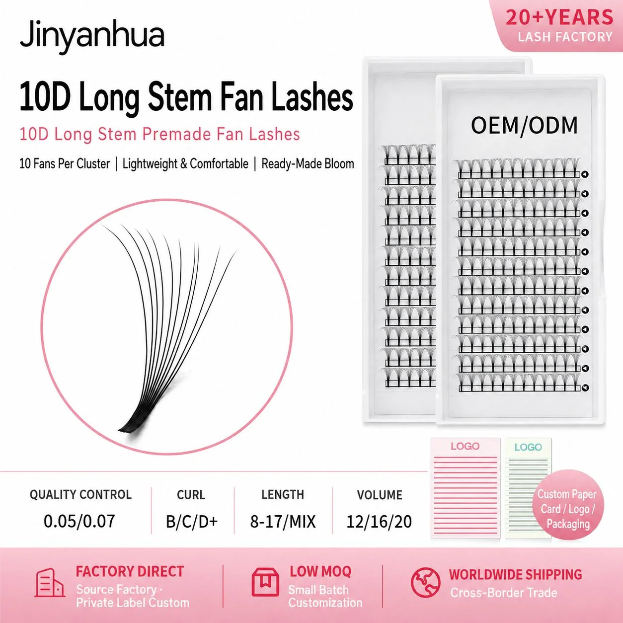 Long Stem Premade Fans 10D